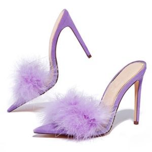 Lavender Faux-Fur Heels